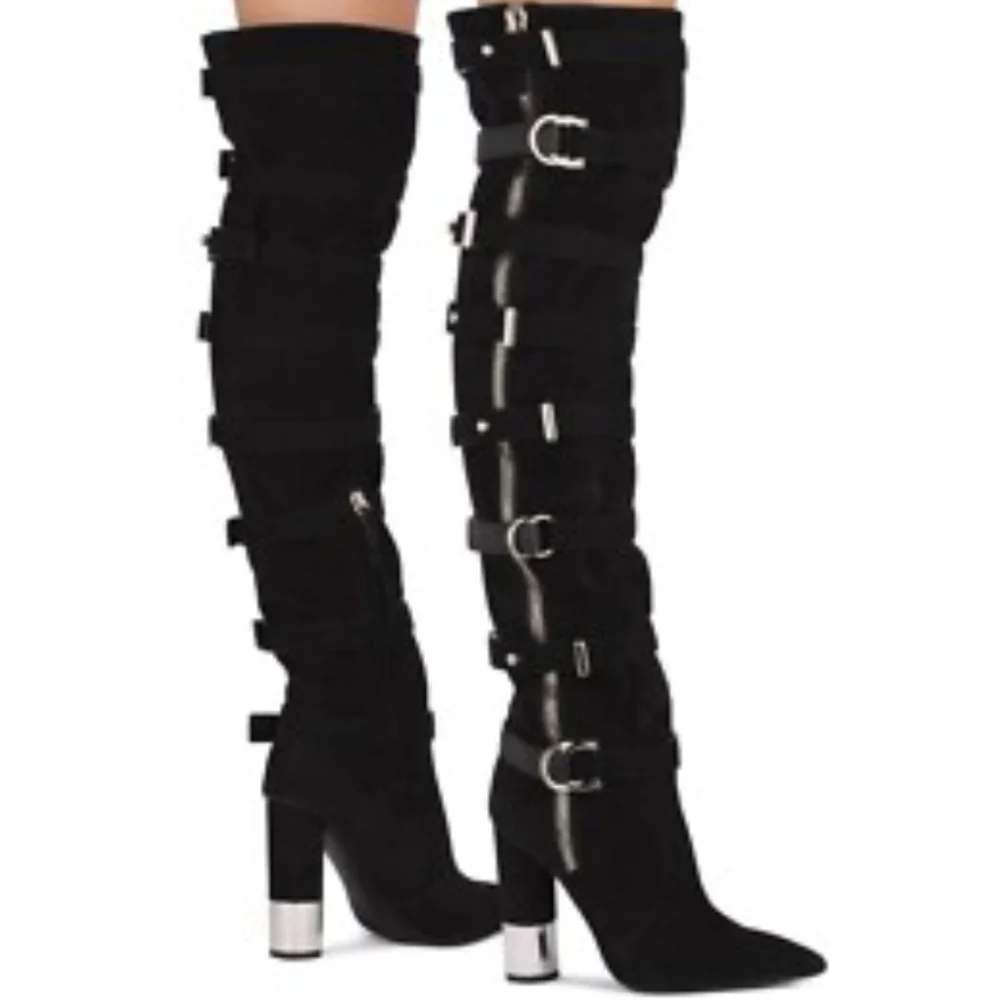 Giuseppe Zanotti Constance Suede Buckle Over The Knee Boots Size 36 - Picture 1 of 3